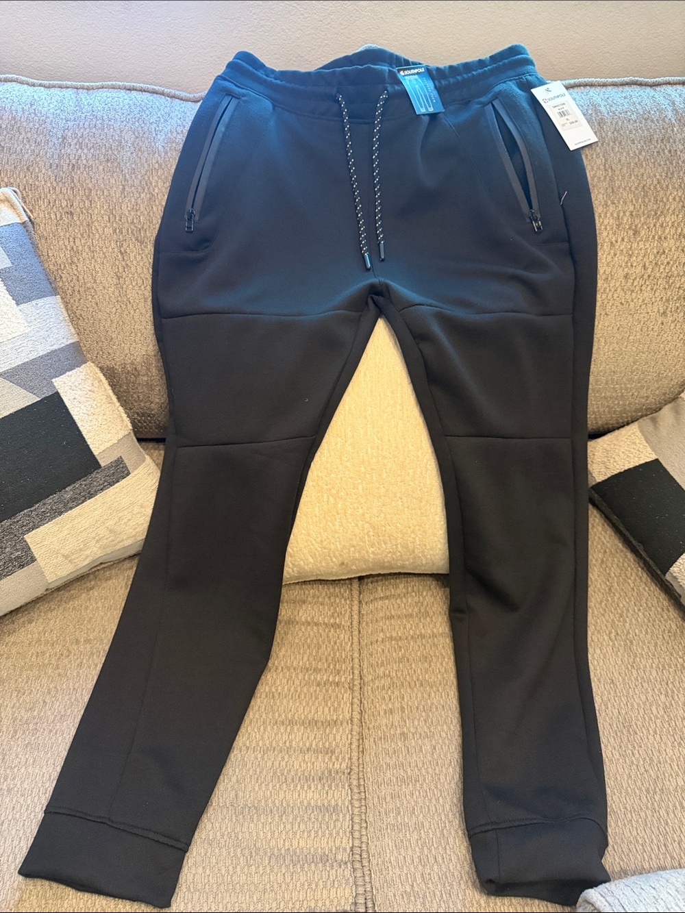 Men's Black Athletic Jogger Sweatpants with Zip Pockets